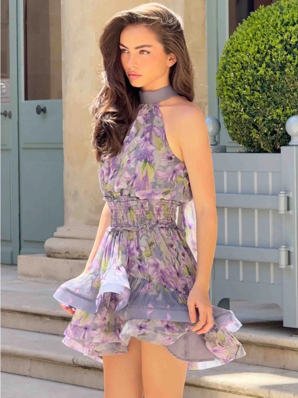 Brand New ELLIATT PETITE MILENA HALTER TIERED MINI DRESS